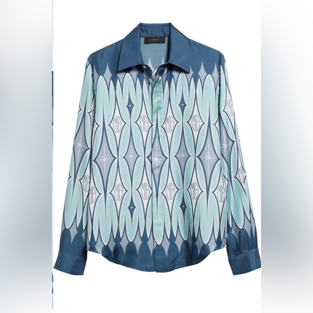 Amiri Argyle Monogram Silk Button-Up Shirt